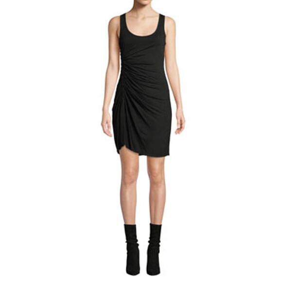 A.L.C Lelah Ruched Mini Tank Dress Scoop Neck Sleeveless Black - Picture 4 of 15